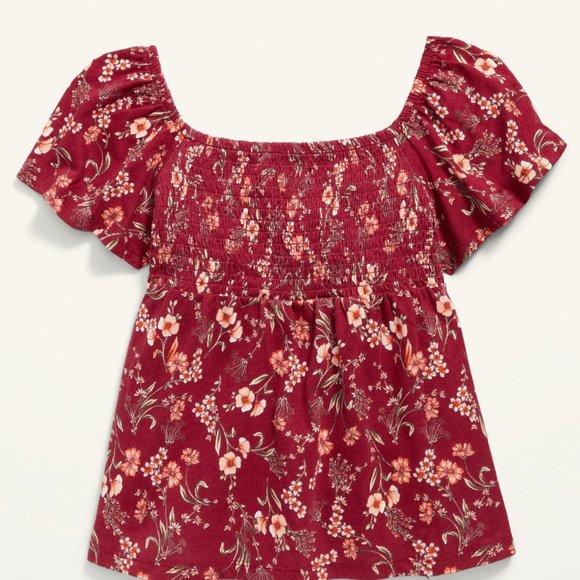 Flutter-Sleeve Smocked Swing Top - Picture 1 of 1